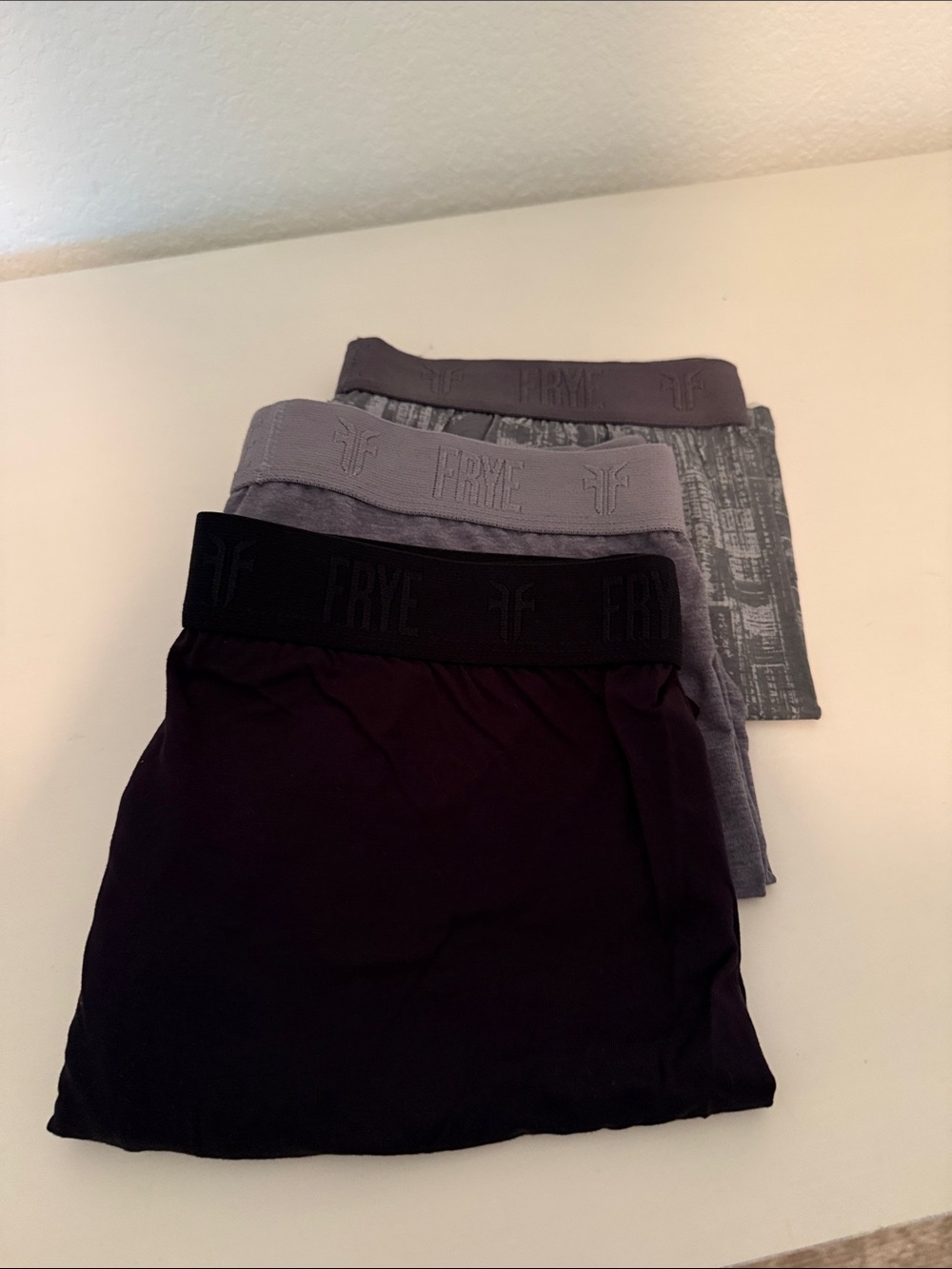 NWOT Frye 3-Pack Boxer Briefs in Black and Gray Tones